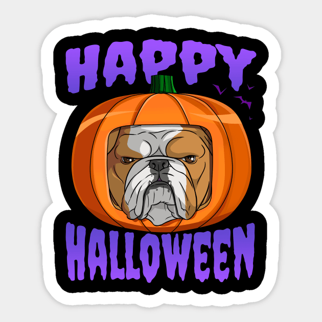 English Bulldog Pumpkin Head Happy Halloween Sticker by Noseking